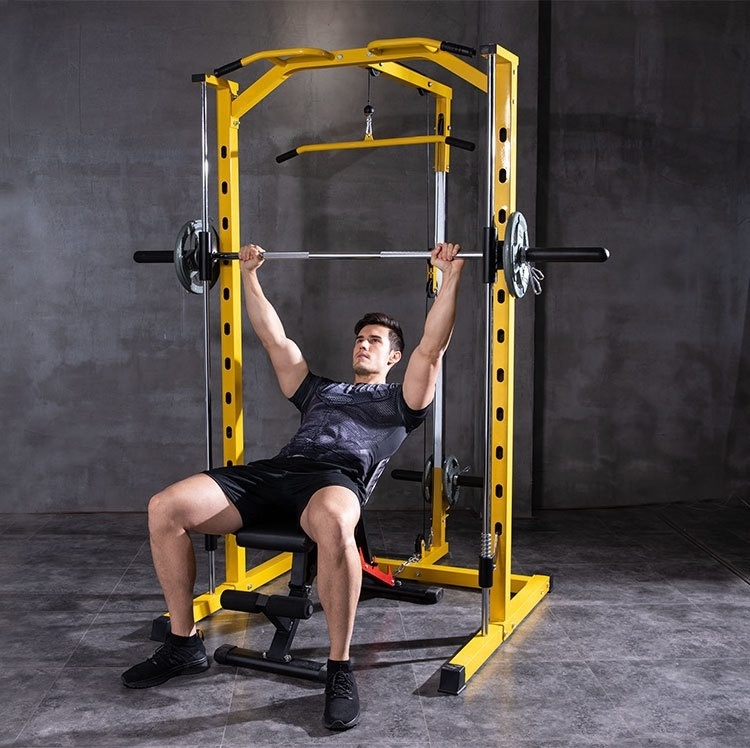 HOT SELLING Squat Power Cage Rack Station Durable Chin Up Pull Up Workout Cable Pull Smith Machine Home Gym Fitness Equipment