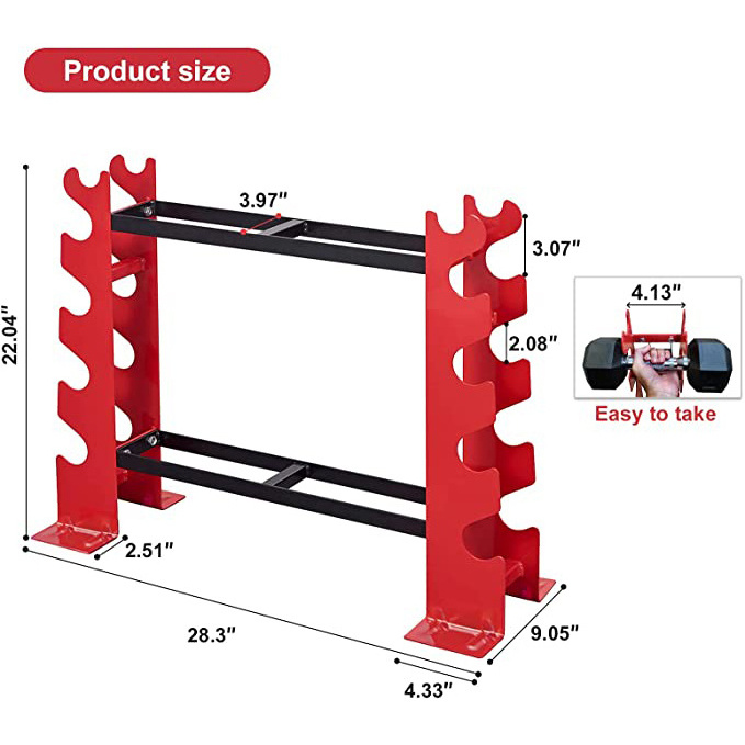 Hot Selling Compact Dumbbell Rack Free Weight Holder Stand For Home Gym Equipment 20.50 x 8.50 x 27.00 inches