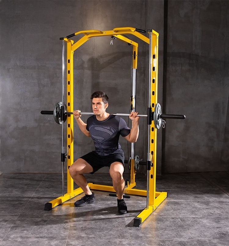 HOT SELLING Squat Power Cage Rack Station Durable Chin Up Pull Up Workout Cable Pull Smith Machine Home Gym Fitness Equipment