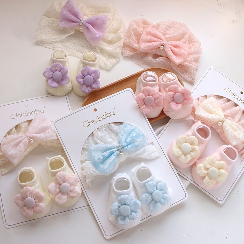 Summer lace Cute Bow Baby Hats Small Flower Floor Anti Slip Baby Socks Cotton New Born Baby Socks