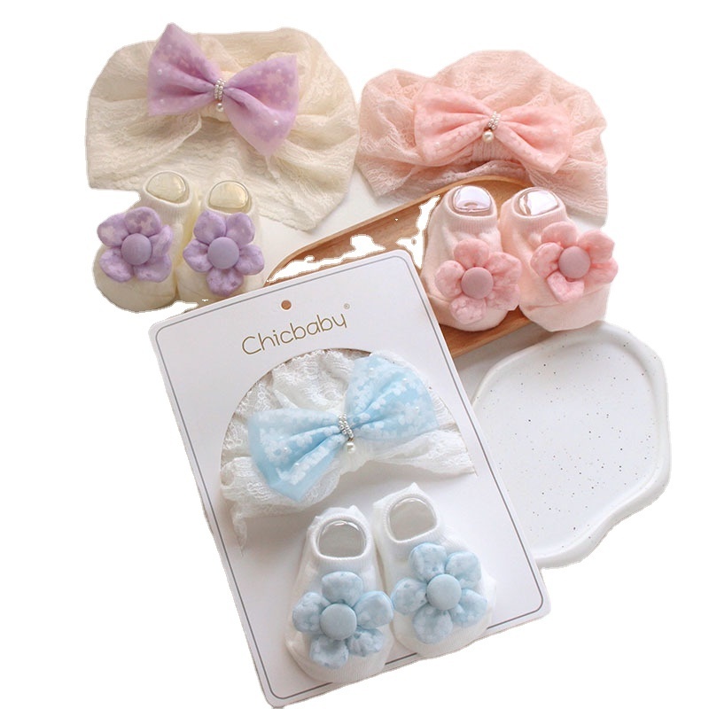 Summer lace Cute Bow Baby Hats Small Flower Floor Anti Slip Baby Socks Cotton New Born Baby Socks