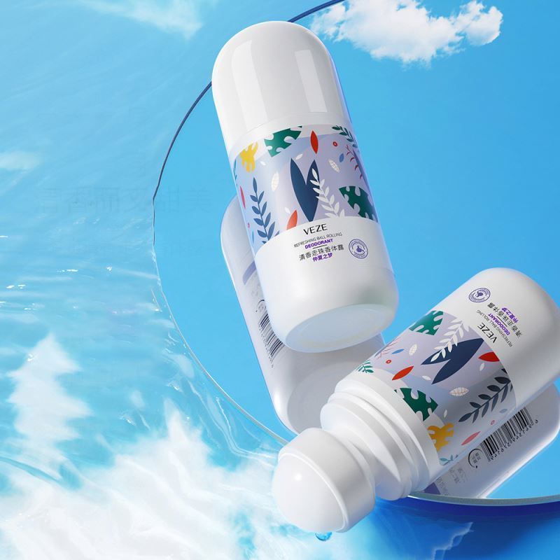 OEM VEZE private label 50ML Blue Lotus herbal plant natural Fragrance long lasting hot summer skin care roll on Deodorant