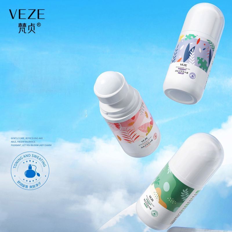 OEM VEZE private label 50ML Blue Lotus herbal plant natural Fragrance long lasting hot summer skin care roll on Deodorant