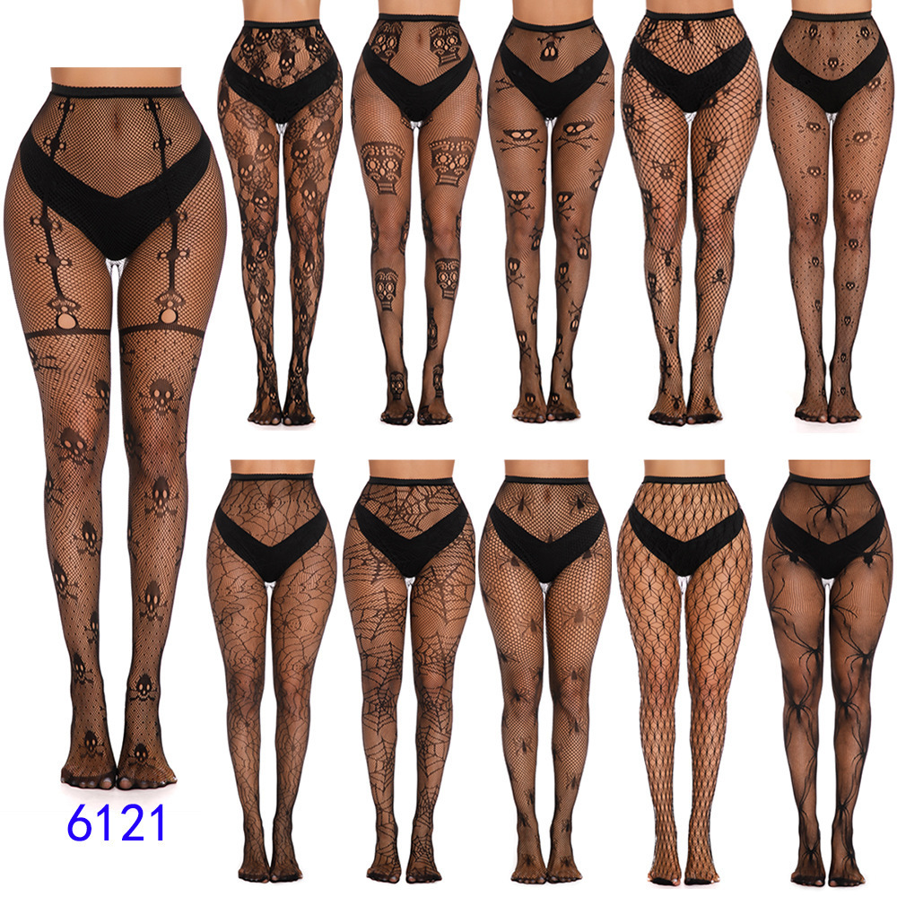 Hot Sale Spider Pantyhose Stockings Skinny Web Tights High Stretch Hosiery Halloween Witch Fancy Dress Long Women Stocking