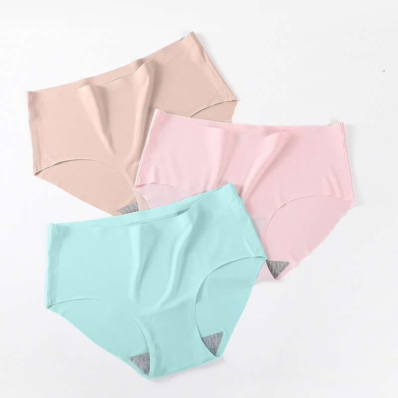 Wholesale Panties Mid Waist Ice Silk Panties Ladies Daily Wear One Piece Seamless Woman Underwear