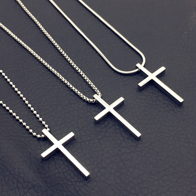 HP stainless steel cross necklace lettering titanium steel necklace couple necklace stainless steel chain