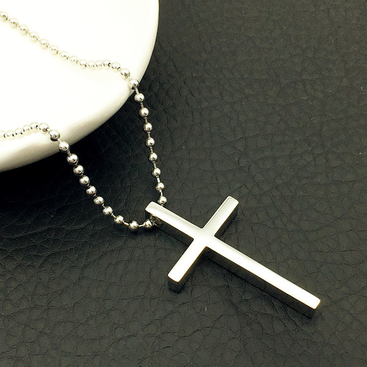 HP stainless steel cross necklace lettering titanium steel necklace couple necklace stainless steel chain