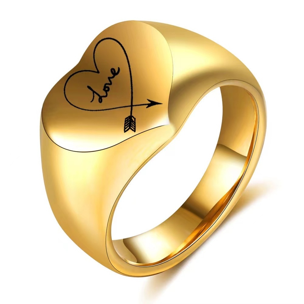 HP 18K Gold Stainless Steel Couple Rings Custom Heart Love Couples Ring for men women wholesale