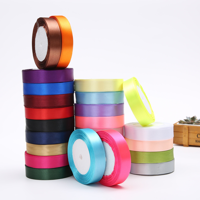 Wholesales  2cm 100% Polyester Ribbon Custom Printed Logo Packing Gift Satin Ribbon