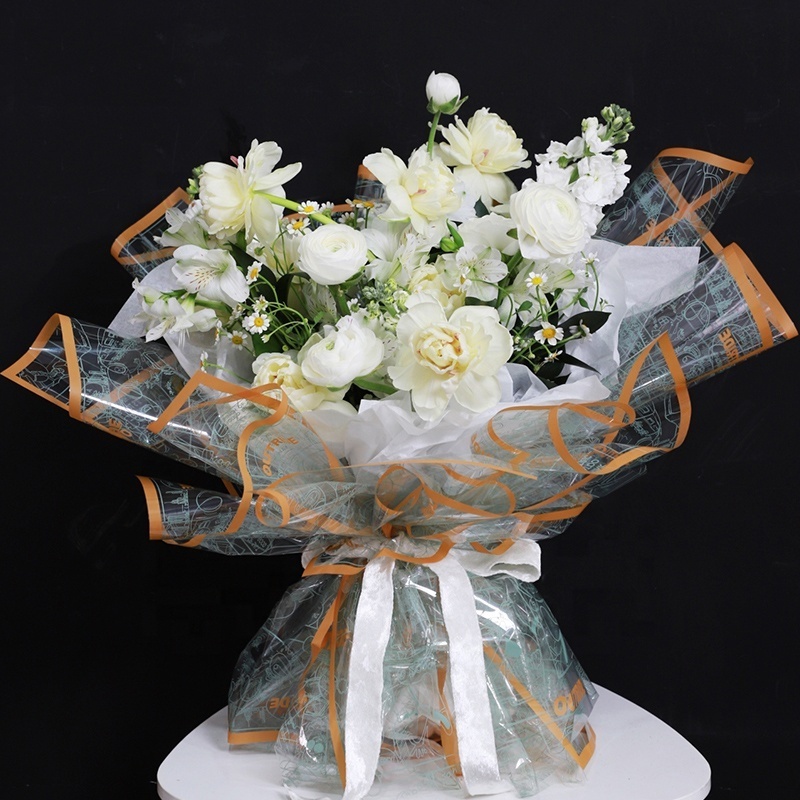 Transparent Waterproof Color Wrapping Cellophane Paper Bouquet Wrapping Paper With Edge