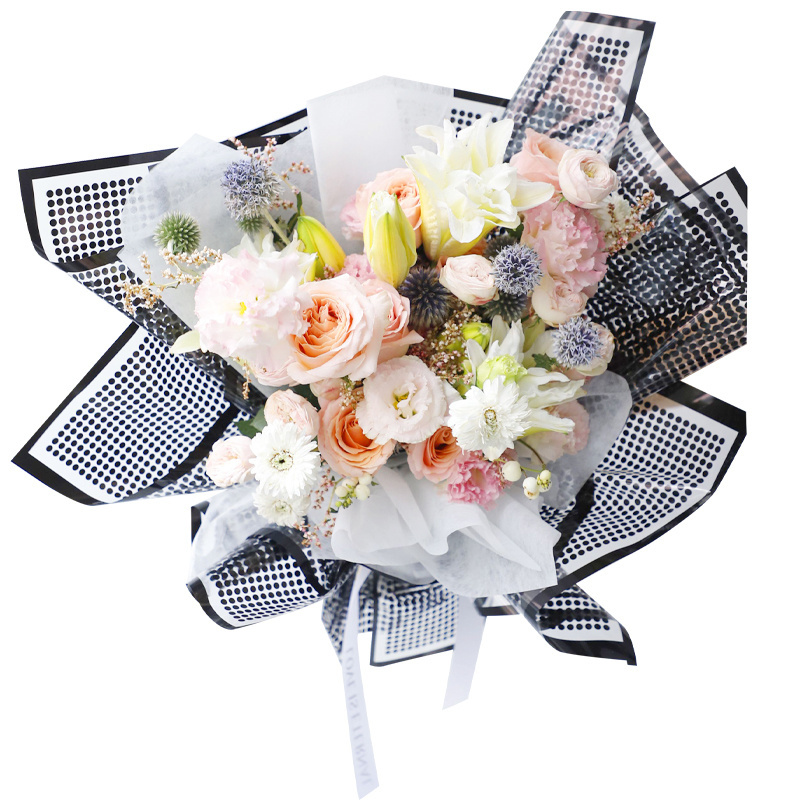 Wholesale Latest Designs Bouquet Packaging Decoration Picture Frame Film Flower Rimmed Wrapping Paper