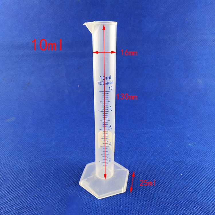 Graduated cylinder 10ml100ml250ml scale line laboratory household plastic printing student science and education