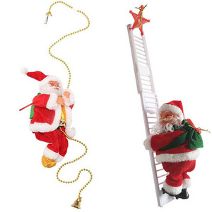 H41 Festival Party Xmas Decoration Music Doll Climb Bead Kids Gift Children Electric Christmas Toys Climbing Ladder Santa Claus