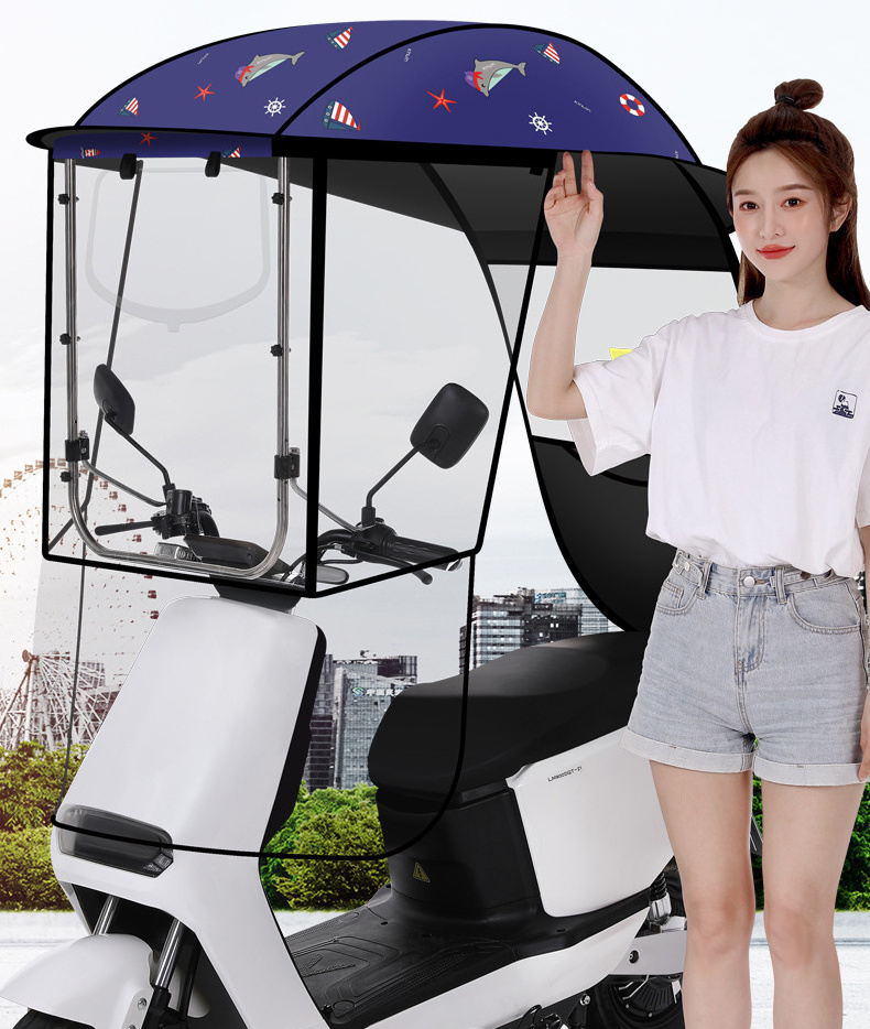 WXL426 Sunshade Parasol Windproof Waterproof Umbrellas Thickened Canopy Awning Electric Motorcycle Rain Shelter Umbrella