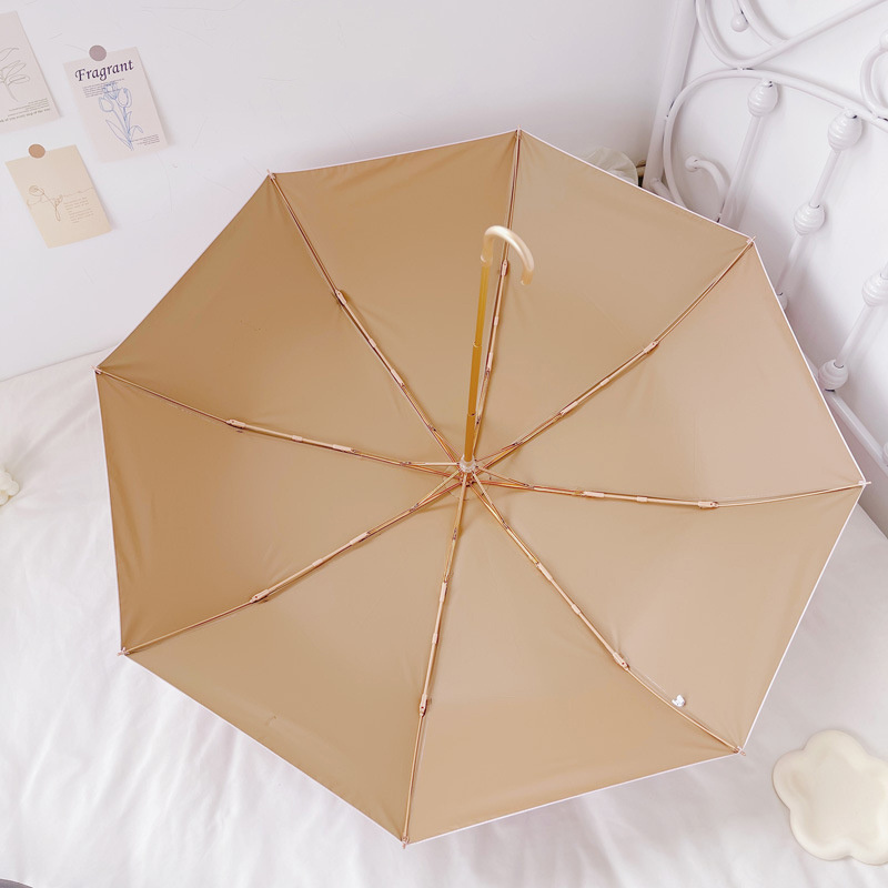 DD1967  French Style Compact Sun Umbrella Gold Coated UPF 50+ Rain Windproof UV Protection-Small Travel Umbrella