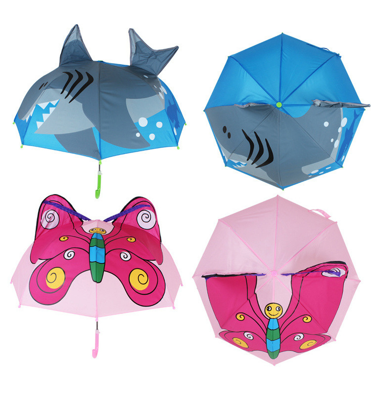 DDA203 Manual Open Straight Stick Umbrella J Handle Paraplu Cheap Custom 3d Animals Print Child Kids Cartoon Animal Umbrella