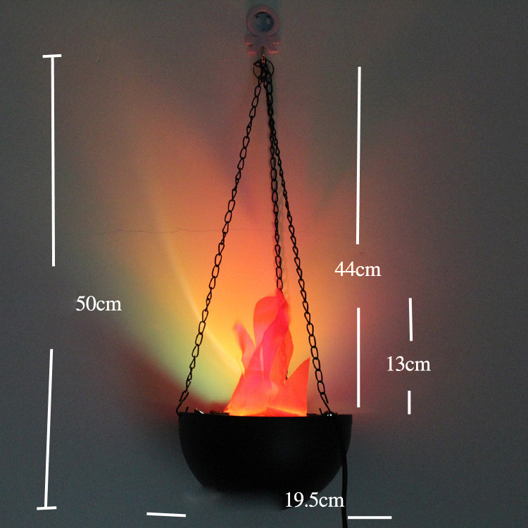 DDA705 Hot Halloween Party Decor Rechargeable Faux Effect Brazier Fire Light Props Artificial Hanging LED Silk Flame Lights Lamp