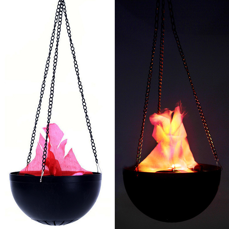 DDA705 Hot Halloween Party Decor Rechargeable Faux Effect Brazier Fire Light Props Artificial Hanging LED Silk Flame Lights Lamp