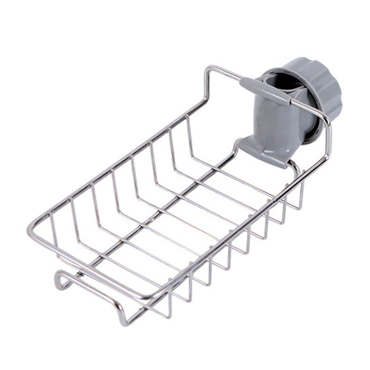 A1068 Stainless Steel Faucet Rack Kitchen Storage Shelf Sponge Dish Cloth Drain Rack Pool Rag Storage Drain Dry Rack