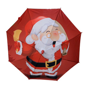 DD840  Custom Merry Christmas Children Cartoon Automatic Straight Umbrellas Print Cute Father Christmas Kids Umbrella