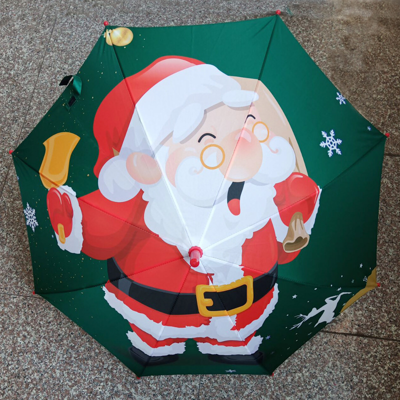 DD840  Custom Merry Christmas Children Cartoon Automatic Straight Umbrellas Print Cute Father Christmas Kids Umbrella