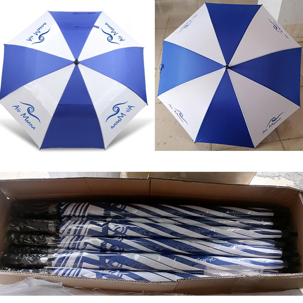 W024   Customized Logo Printing Double Canopy Golf Umbrella