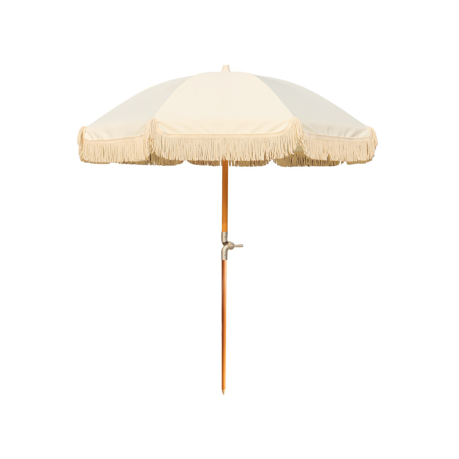 WHY391 Whole Garden Parasol Beach Umbrella With Tassels Long Handle Wind Reinforcement UV Protection Sunshade Umbrella