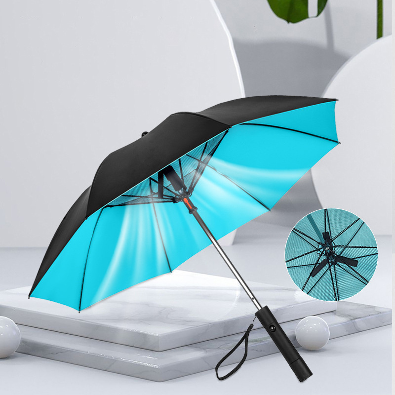 ZY124 Outdoor USB Charging Sunscreen UV Protection Cooler Fans Electric Battery Umbrella with Fan