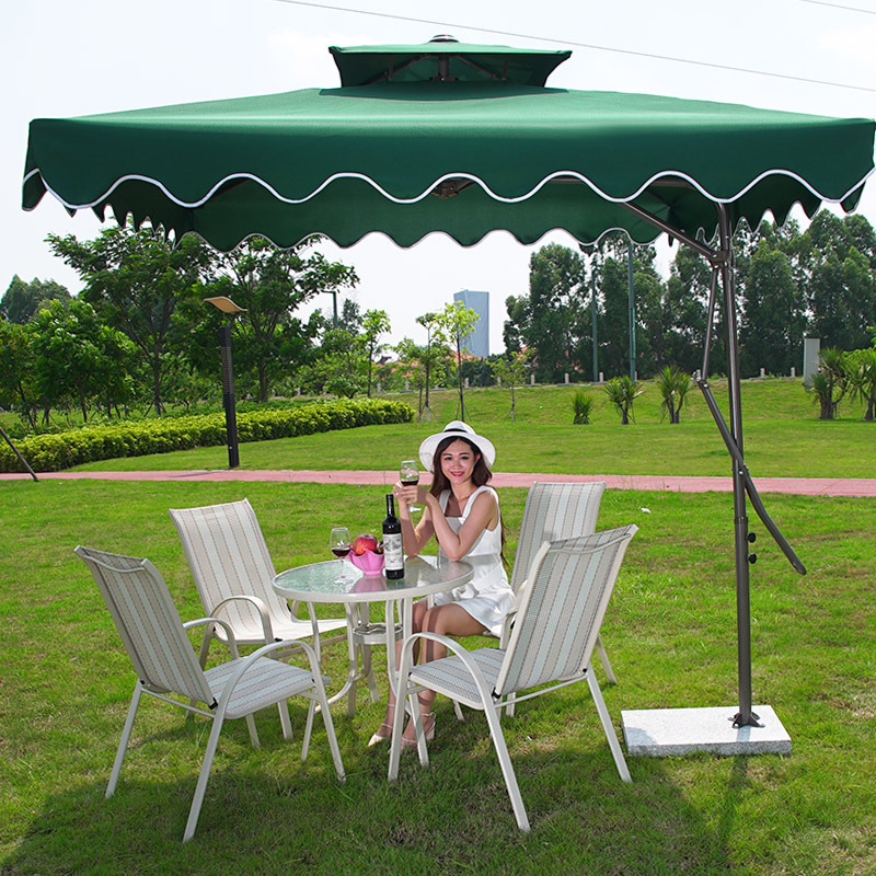 WHY393 Marble Base Outdoor Sun Umbrella Courtyard Double Layer Shade Beach Umbrella Customize Logo Booth Umbrella