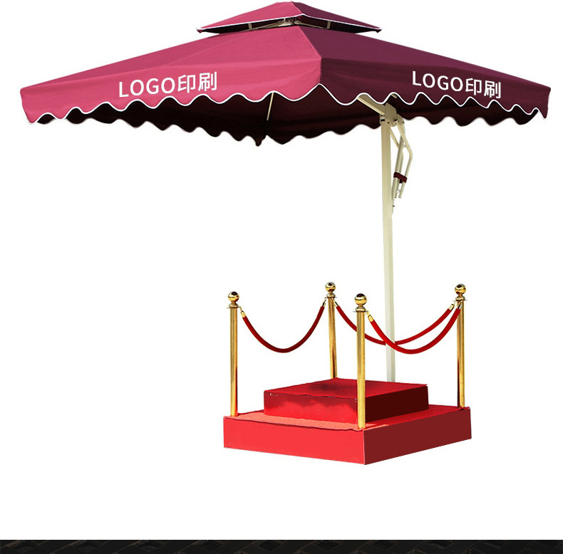 WHY393 Marble Base Outdoor Sun Umbrella Courtyard Double Layer Shade Beach Umbrella Customize Logo Booth Umbrella