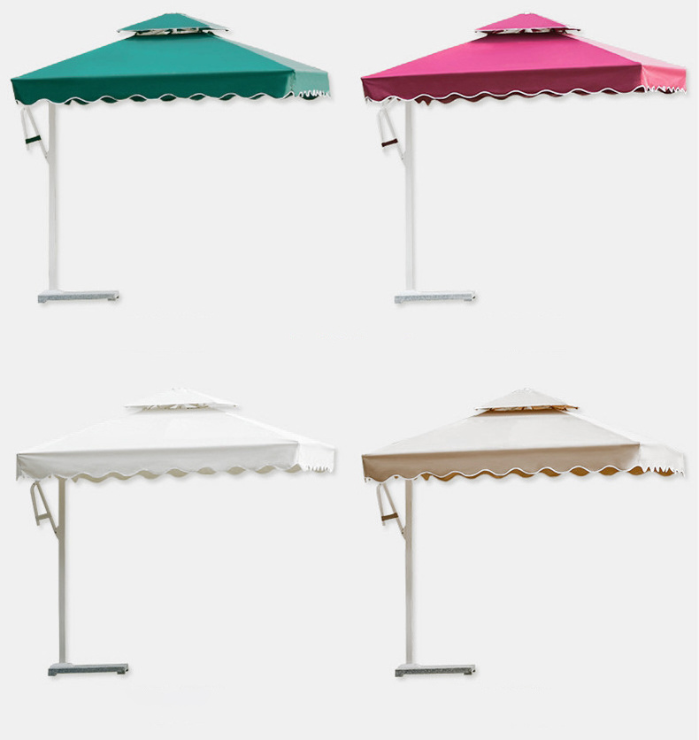 WHY393 Marble Base Outdoor Sun Umbrella Courtyard Double Layer Shade Beach Umbrella Customize Logo Booth Umbrella