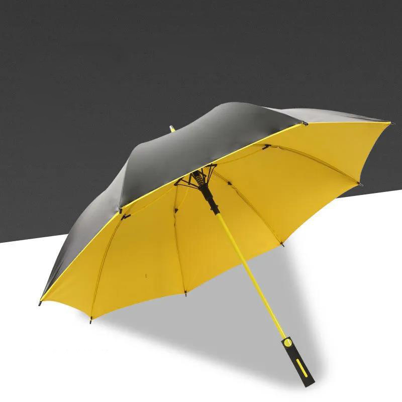 HJH379 8 BONE Automatic Umbrellas Long Handle Straight Oversize Gold Umbrellas Business Sun Rainy Dome Umbrellas for 2 Person