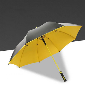 HJH379 8 BONE Automatic Umbrellas Long Handle Straight Oversize Gold Umbrellas Business Sun Rainy Dome Umbrellas for 2 Person