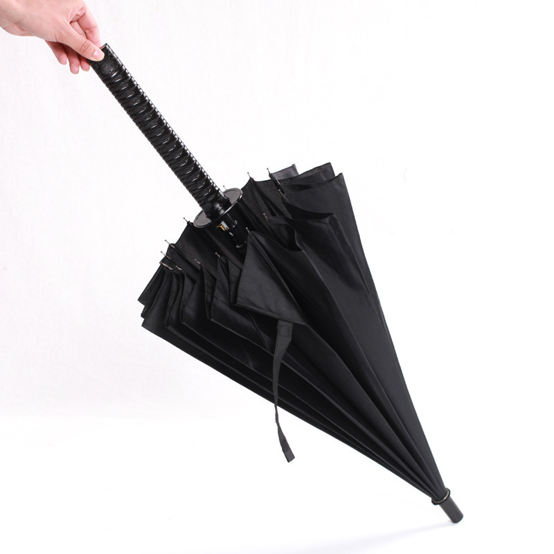 KLH401 Samurai Sword Automatic Sun Umbrella Outdoor Windproof Advertising Black Rain Umbrella Japanese Katana Umbrellas