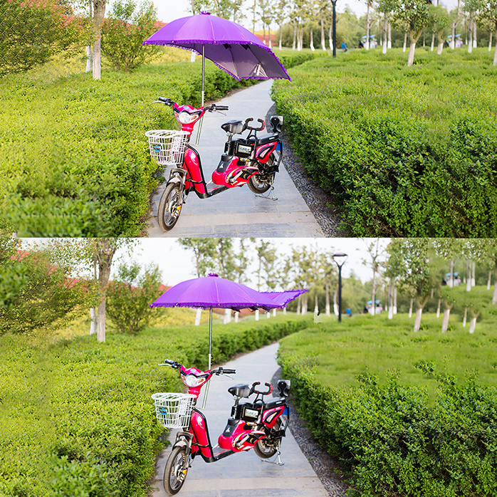 KLH433 Silver Coated Windproof Electric Bike Umbrella Motorcycle Umbrella For Rain And Sunshade Motorbike Sunshade Cover