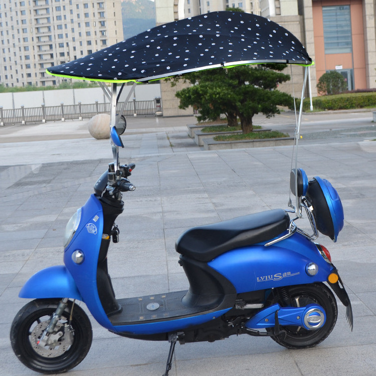 KLH437 Black Coating Motor Rain Shelter Electric Bike Umbrella Outdoor Windproof Sunshade Cover Dovetail Motorcycle Umbrella