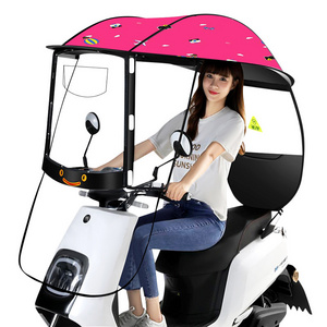 WXL424 Outdoor Vinyl Windproof Motorcycle Sunshade Canopy Rain Shelter Folding Electric Bike Umbrella