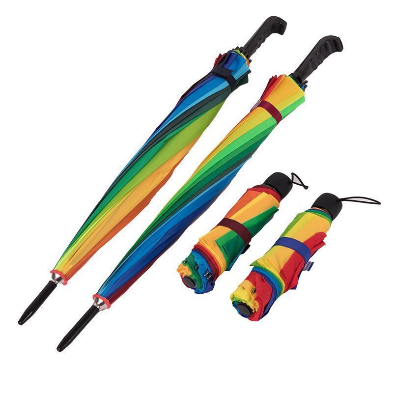 WHY429 Windproof Straight Umbrella Long-handle Rainbow Umbrella Car Luxury Large Parasol 16K Umbrella