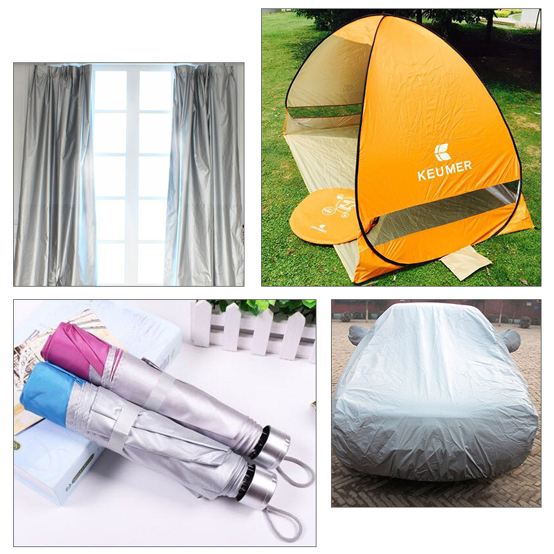 DD872  Car Cover Material Taffeta Silver Stock UV Waterproof 210T Polyester Cloth Tent Umbrella Fabric With Silver Coating