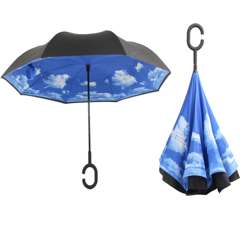 HJH534 Reverse Inverted Anti UV Umbrella Man Umbrellas C Handle Windproof Women Sun Rain invertido Paraguas Umbrellas