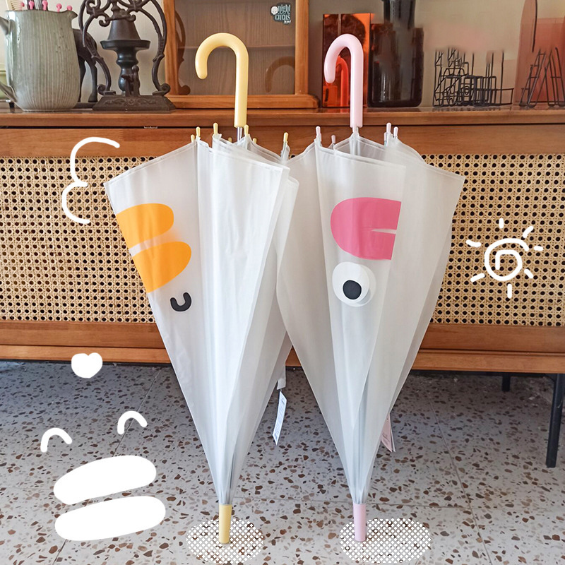 DD1272  In Bulk Custom White Matte Children Umbrellas Cartoon PVC Clear Kids Umbrella Animals Printing Plastic Umbrella