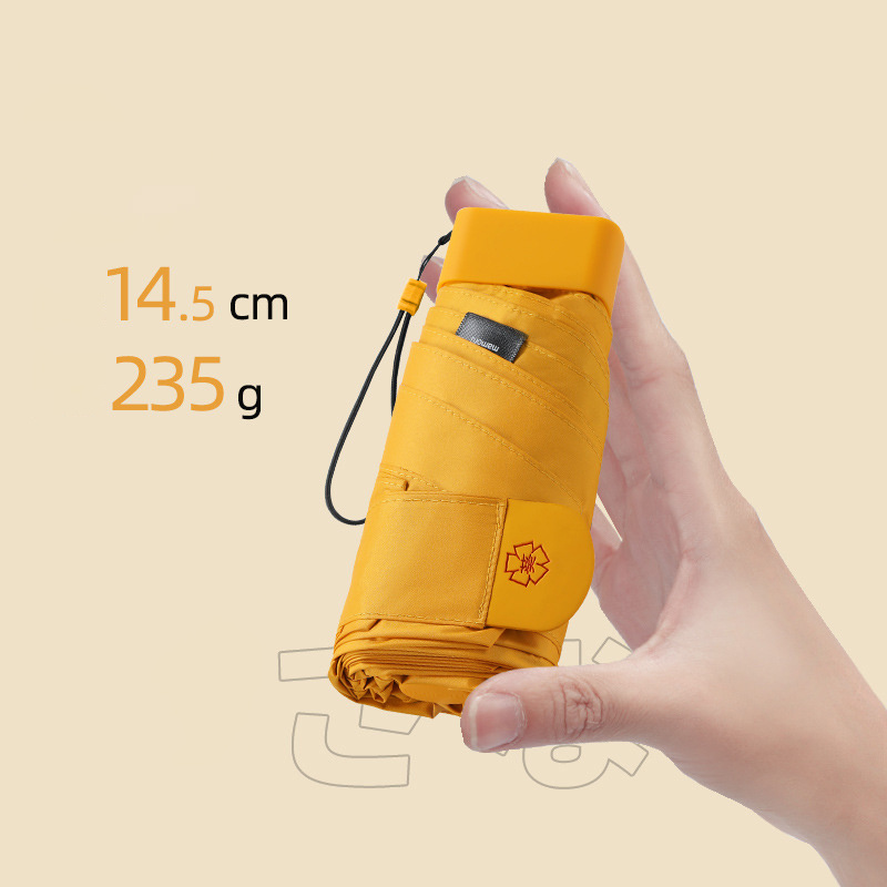 DD1277  Japanese Custom Anti UV Umbrella With Case Rain Summer Pocket Foldable Capsule Umbrellas Manual Mini Umbrella