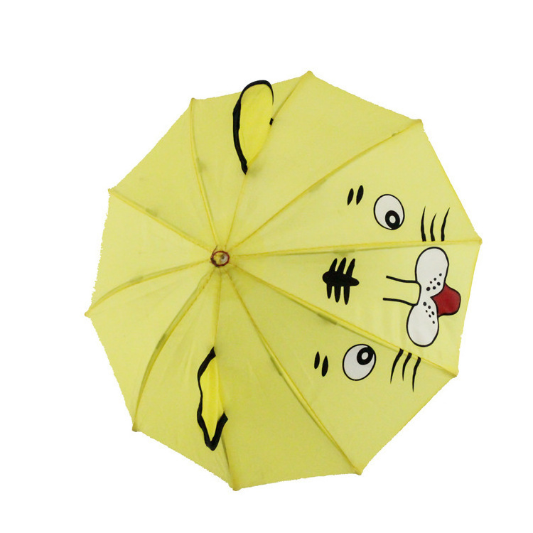 DD1431 Lightweight Cute Straight Stick Ears Umbrella Toddlers Kids Character Cartoon 3d Animal Frog Child Umbrella