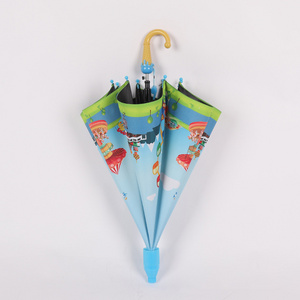 DD1433  Cartoon Printing Animal Rain Sun Umbrella Straight Stick Black UV Students Kids Toddler Umbrella