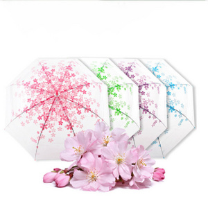 DD1769 Cute Flower Clear Transparent Bubble Umbrellas for Kids Girls Boys Dome Stick Parasol Windproof Cherry Blossoms Umbrella