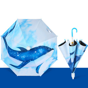 DD1439  Summer Black UV Rain Sun Umbrella With Waterproof Cover Printing Animal Students Kids Cartoon Toddler Umbrella