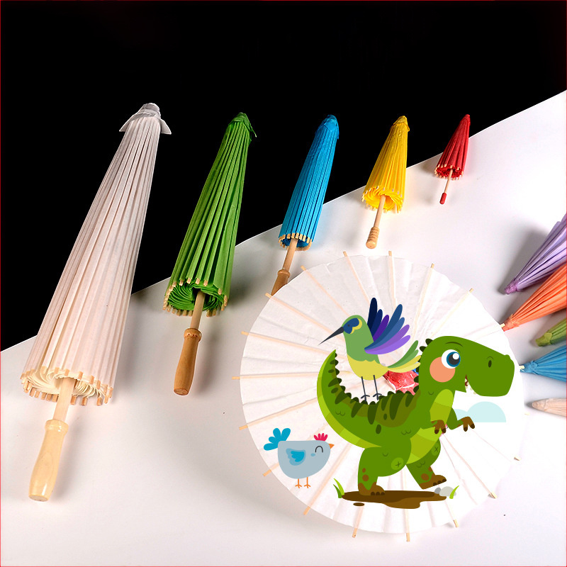 DD1600  Mini Kids DIY Painted White Paper Umbrellas Art Small Handmade Handwriting Drawing Blank Parasol Oilpaper Toy Umbrella