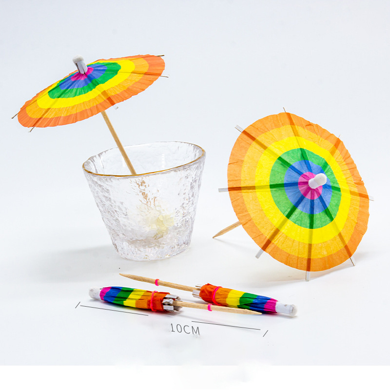 DD1608  Summer Mini Cupcake Toppers Umbrella 500pcs Toothpicks Wedding Party Decor Sticks Parasol Cocktail Drink Paper Umbrellas