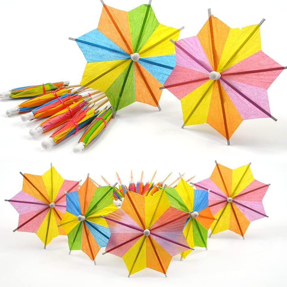 DD1609  Handmade Cocktail Drink Umbrella Picks Mini Cupcake Toppers Tropical Party Decorations Toothpicks Parasols