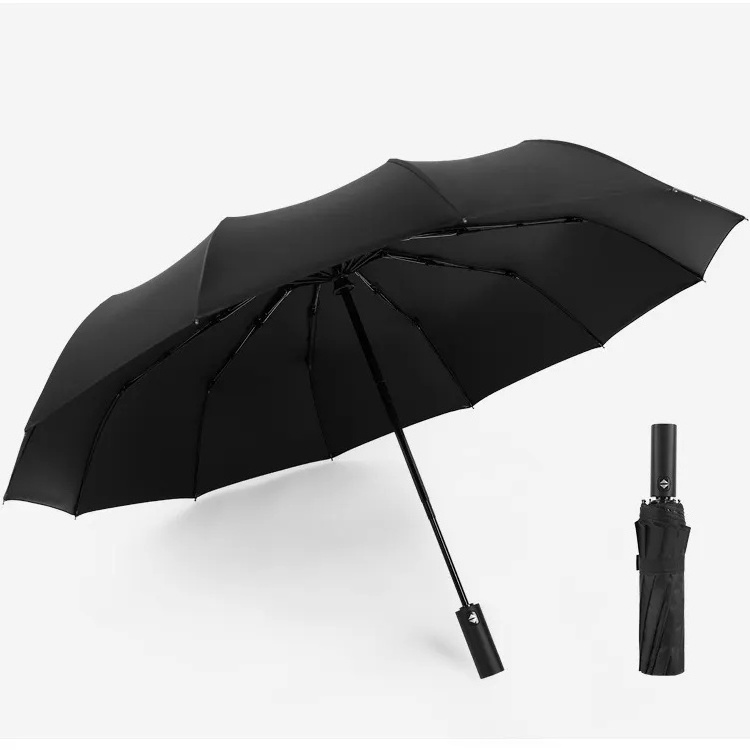 DD763 Umbrella Supplier Fully-automatic Umbrella Black Pongee Waterproof Auto Open Paraguas 3 Folding Uv Automatic Umbrella